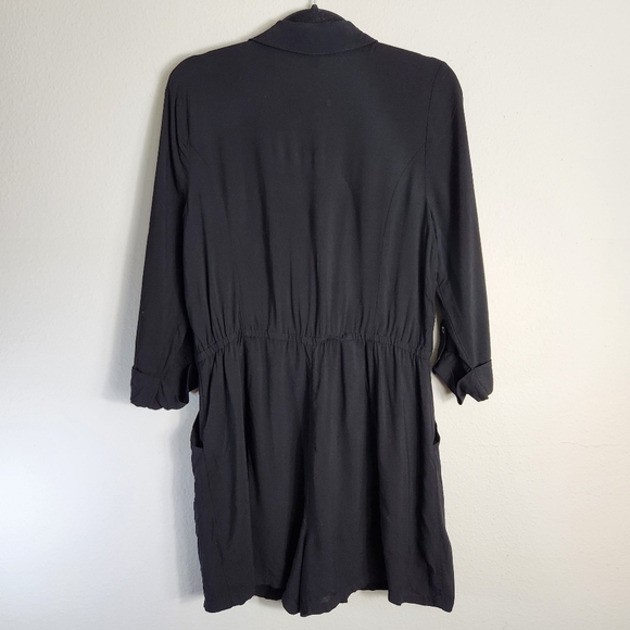 Modcloth Womens Black So Field With Joy Roll Tab Sleeve Romper-Size L - Picture 8 of 12